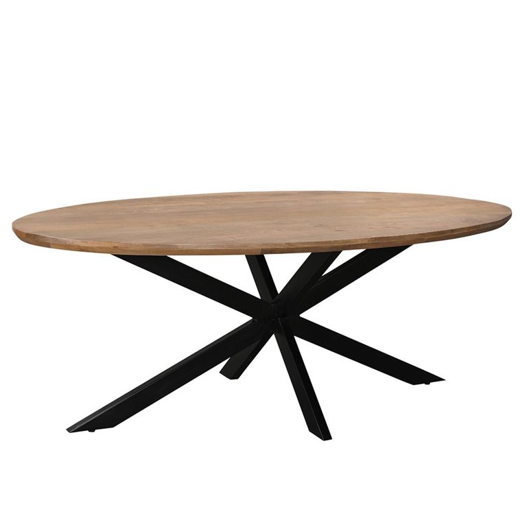 Jesper Dining Table - 210cm - 8 Seater - Oval - Star Base - Natural - Mango Wood