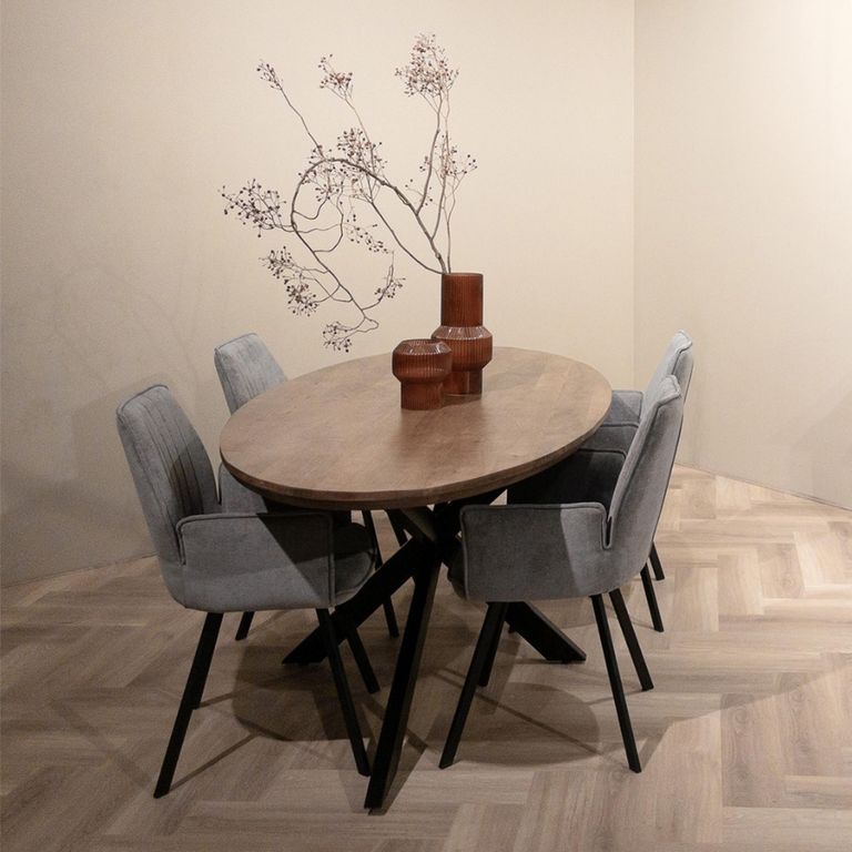 Jesper Dining Table - 210cm - 8 Seater - Oval - Star Base - Natural - Mango Wood