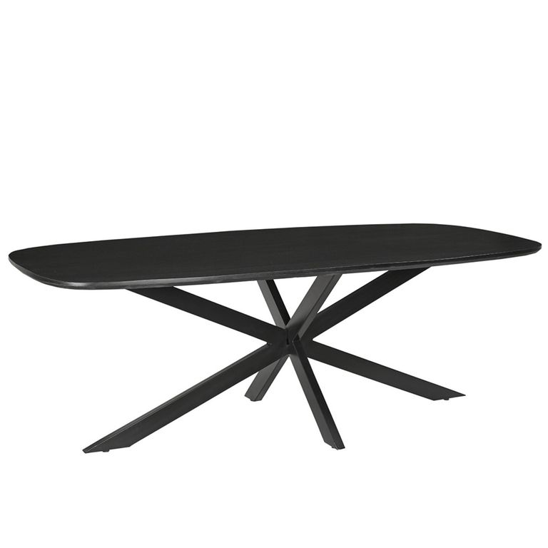 Jesper Dining Table - 210cm - 8 Seater - Star Base - Black - Mango Wood