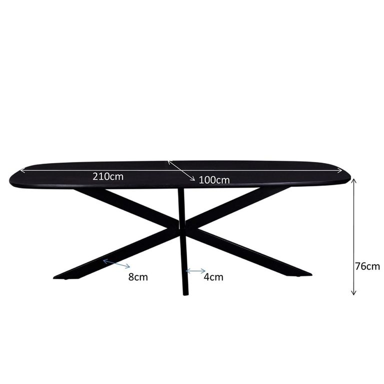 Jesper Dining Table - 210cm - 8 Seater - Star Base - Black - Mango Wood