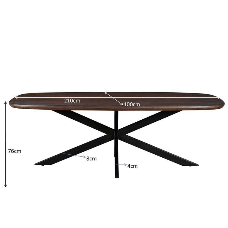 Jesper Dining Table - 210cm - 8 Seater - Star Base - Chestnut - Mango Wood