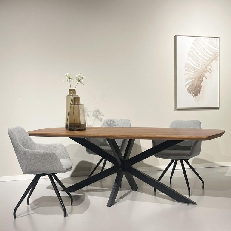 Jesper Dining Table - 210cm - 8 Seater - Star Base - Natural - Mango Wood