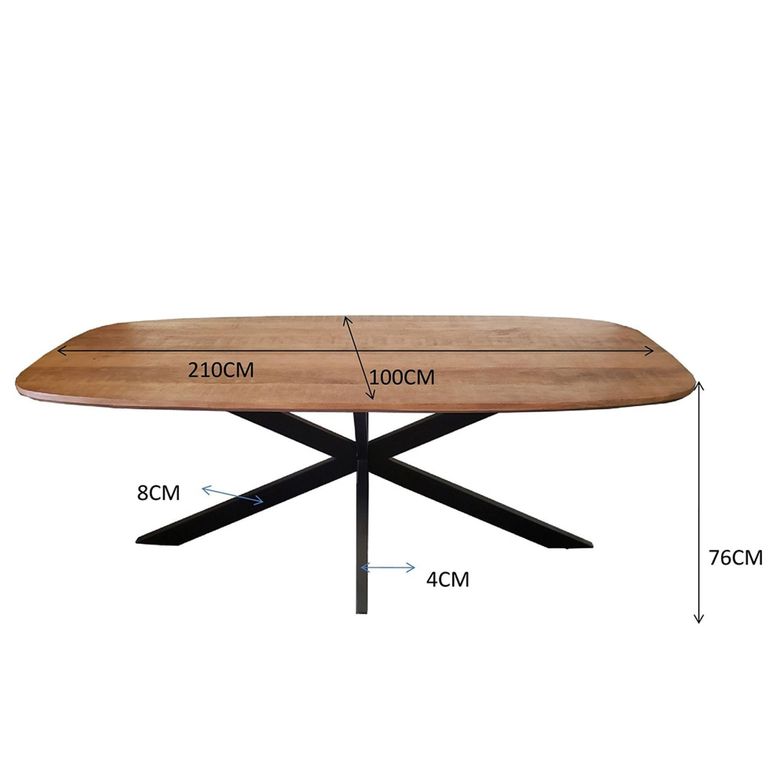 Jesper Dining Table - 210cm - 8 Seater - Star Base - Natural - Mango Wood