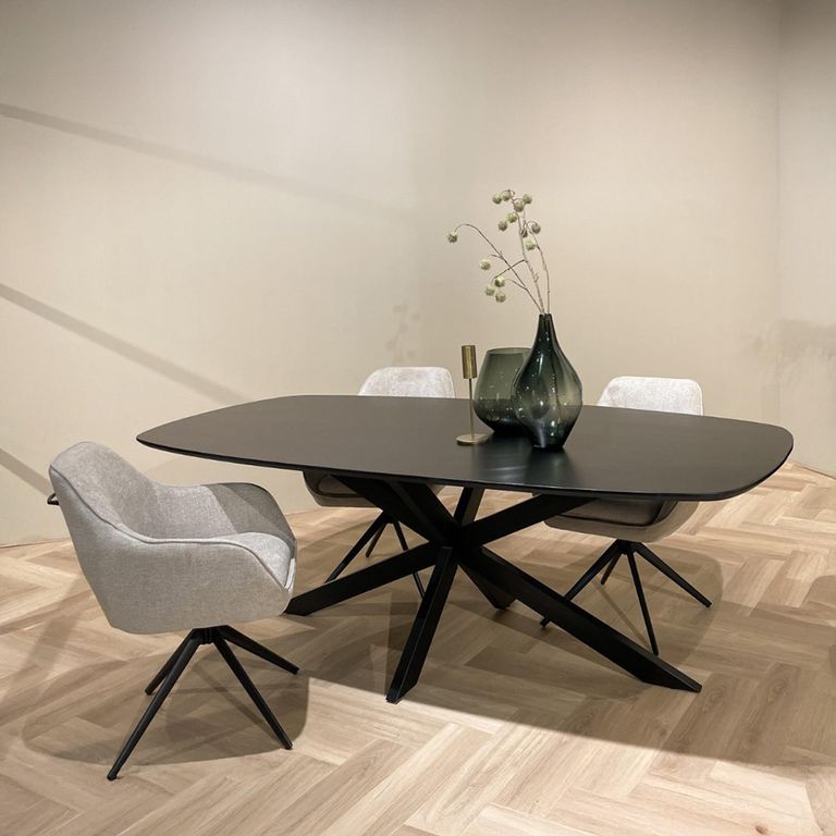 Jesper Dining Table - 230cm - 10 Seater - Star Base - Black - Mango Wood