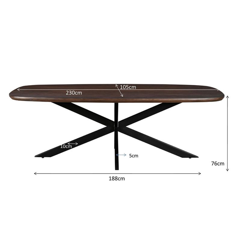 Jesper Dining Table - 230cm - 10 Seater - Star Base - Chestnut - Mango Wood