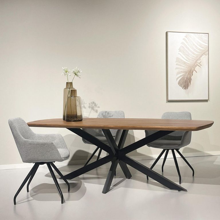 Jesper Dining Table - 230cm - 10 Seater - Star Base - Natural - Mango Wood