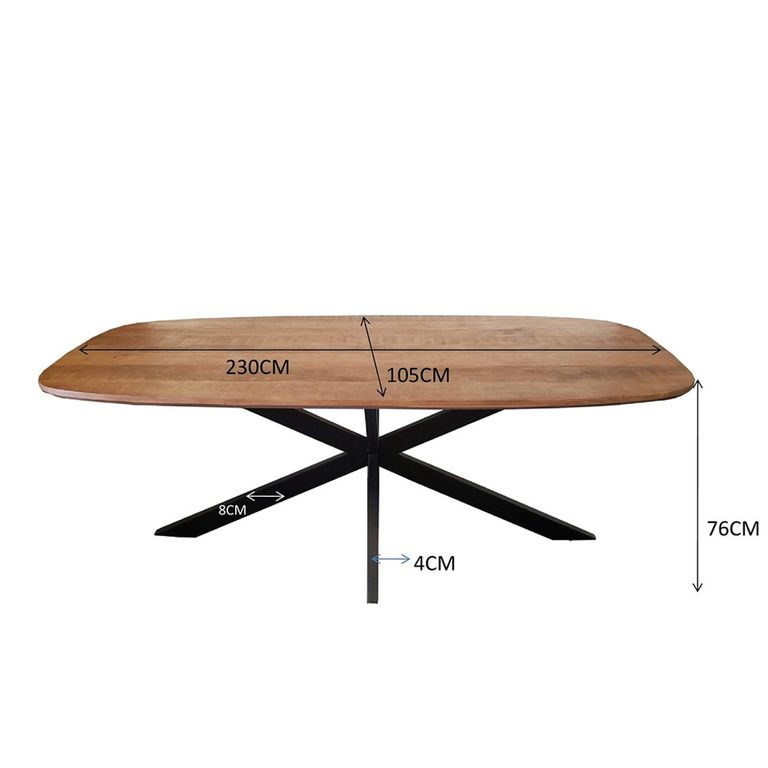 Jesper Dining Table - 230cm - 10 Seater - Star Base - Natural - Mango Wood