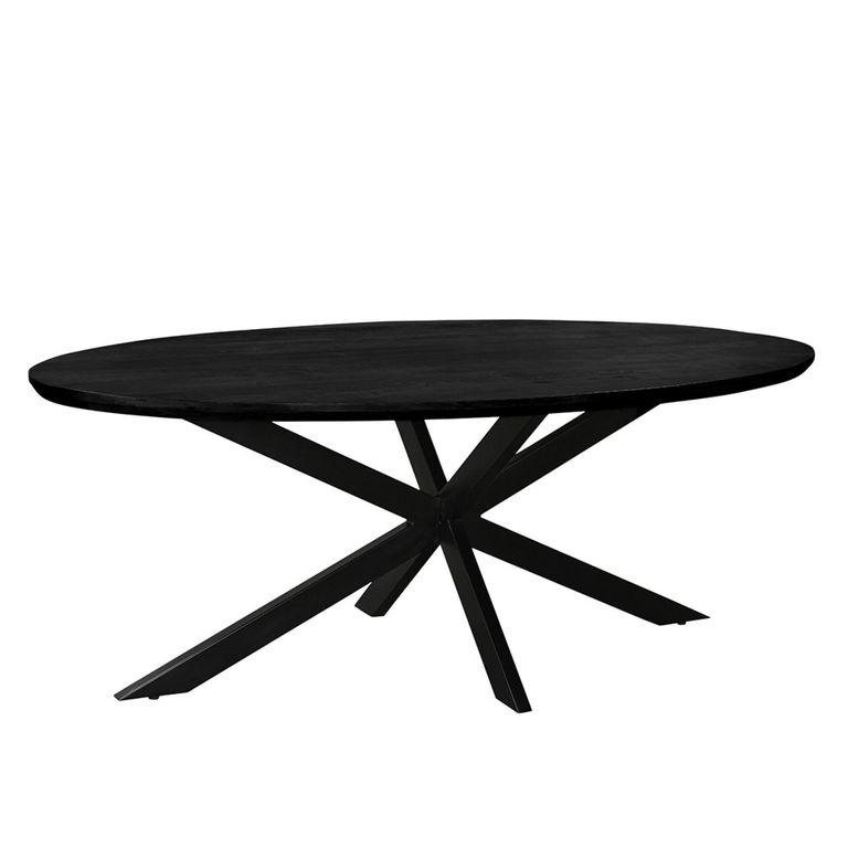 Jesper Dining Table - 240cm - 10 Seater - Oval - Star Base - Black - Mango Wood