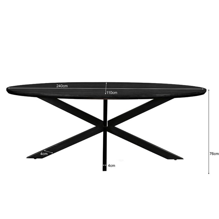 Jesper Dining Table - 240cm - 10 Seater - Oval - Star Base - Black - Mango Wood