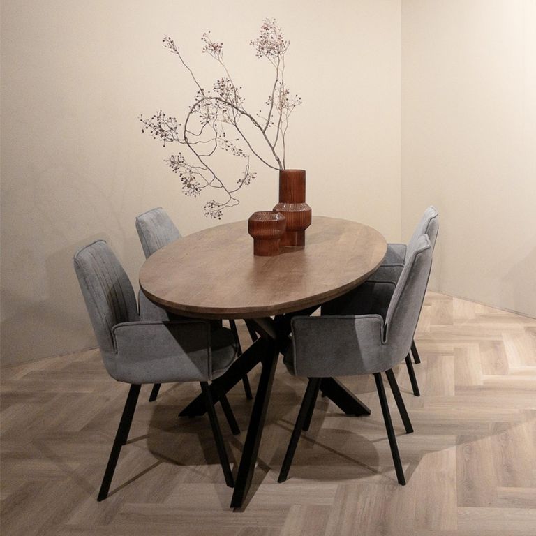Jesper Dining Table - 240cm - 10 Seater - Oval - Star Base - Natural - Mango Wood