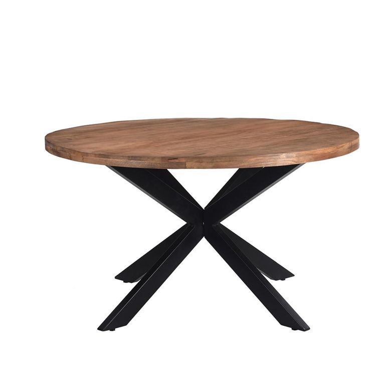 Rocky Dining Table - 140cm - 6 Seater - Round - Star Base - Natural - Mango Wood