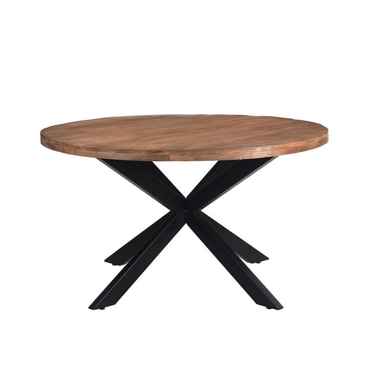 Rocky Dining Table - 150cm - 6-8 Seater - Round - Star Base - Natural - Mango Wood