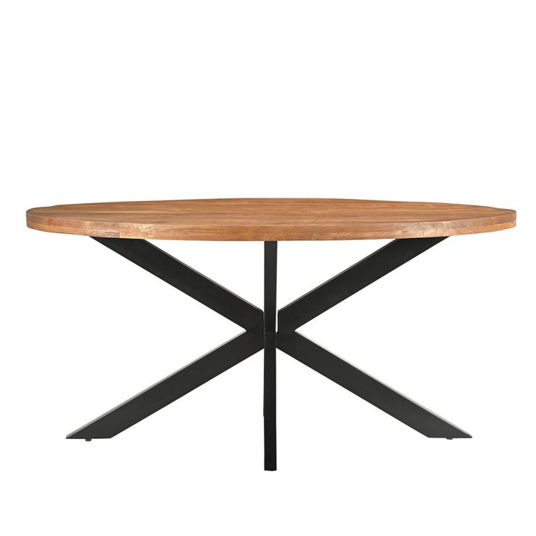 Rocky Dining Table - 160cm - 6 Seater - Oval - Star Base - Natural - Mango Wood