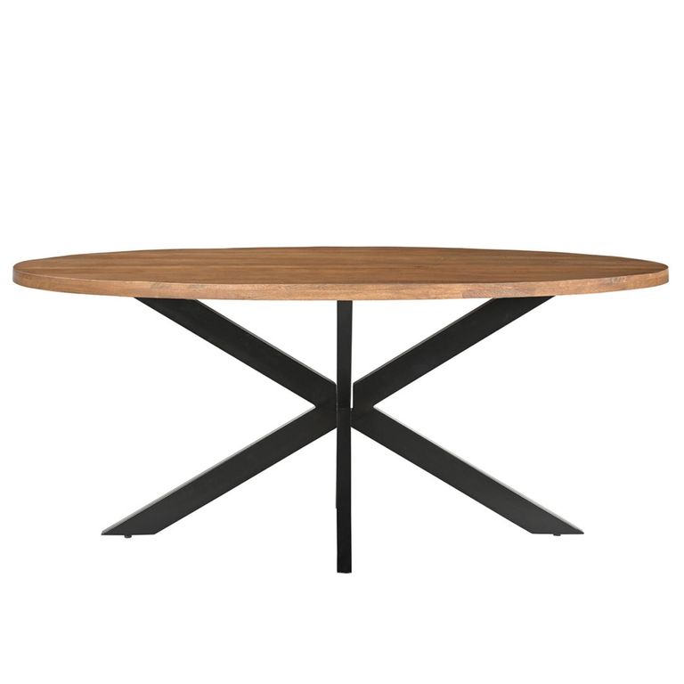 Rocky Dining Table - 240cm - 10 Seater - Oval - Star Base - Natural - Mango Wood