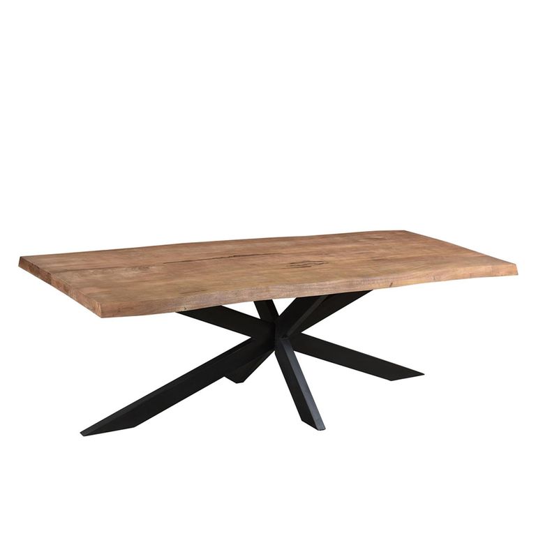 Nairobi Dining Table - 180cm - 6 Seater - Live Edge - Spider Legs - Natural - Rustic Mango Wood