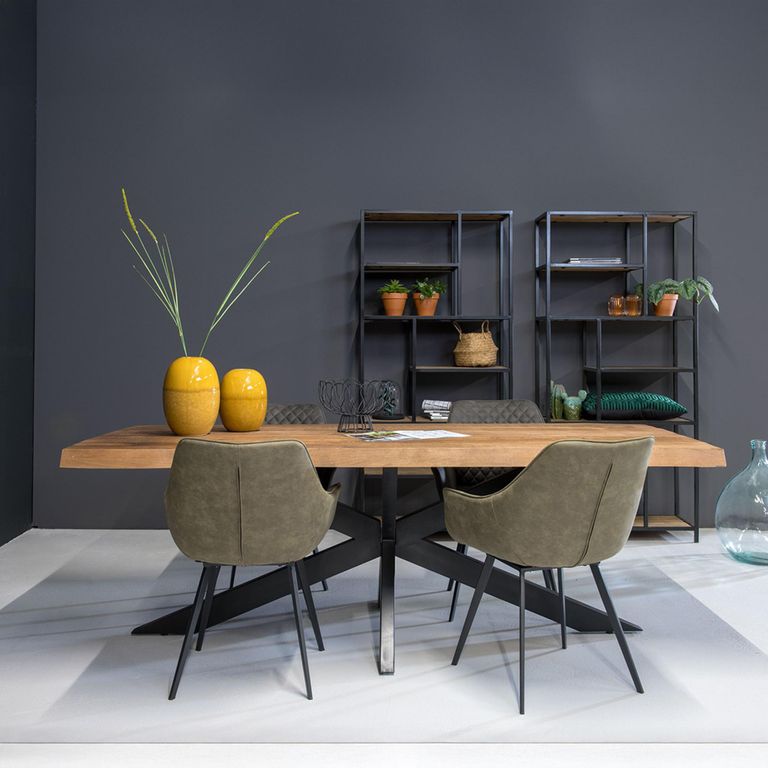 Nairobi Dining Table - 180cm - 6 Seater - Live Edge - Spider Legs - Natural - Rustic Mango Wood