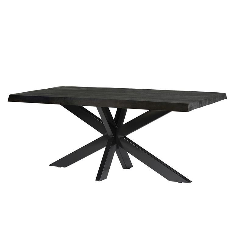 Norris Dining Table - 180cm - 6 Seater - Live Edge - Spider Legs - Charcoal - Rustic Mango Wood