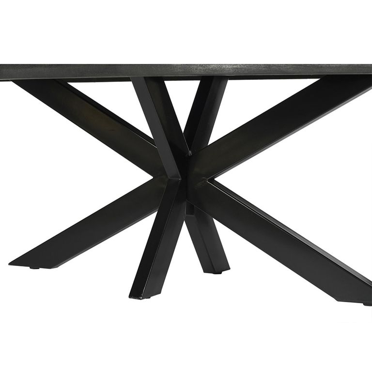 Norris Dining Table - 180cm - 6 Seater - Live Edge - Spider Legs - Charcoal - Rustic Mango Wood