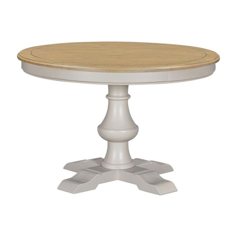 Chateau Dining Table - 120cm - 4 Seater - Round - Pedestal Base - Grey Painted - Pine