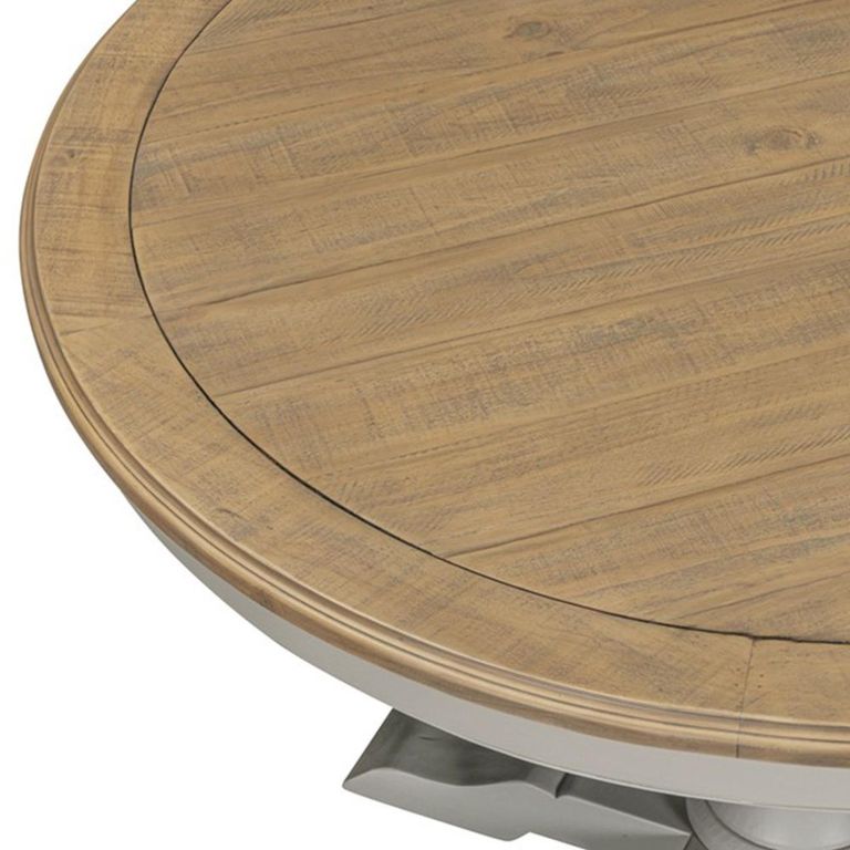 Chateau Dining Table - 120cm - 4 Seater - Round - Pedestal Base - Grey Painted - Pine