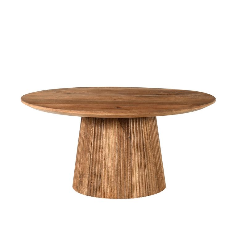 Salvator Fluted Dining Table - 130cm - 4 Seater - Round - Pedestal - Natural - Mango Wood