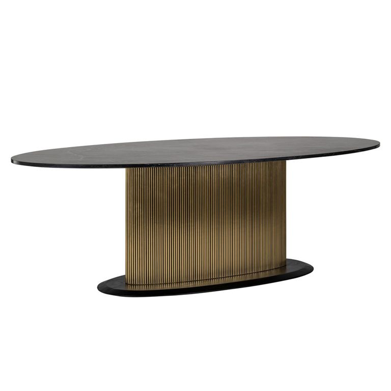 Ironville Brass Ribbed 10 Seater Oval Pedestal Dining Table