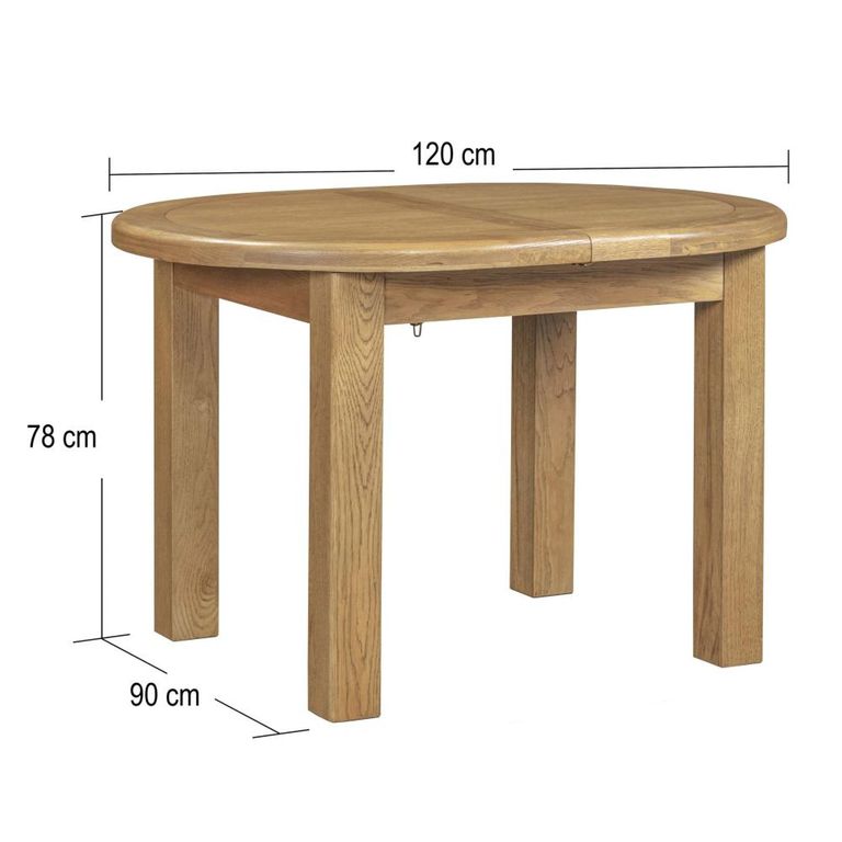 Dorchester Extending Dining Table - 120cm-160cm - 4-6 Seater - Oval - Rustic Oak