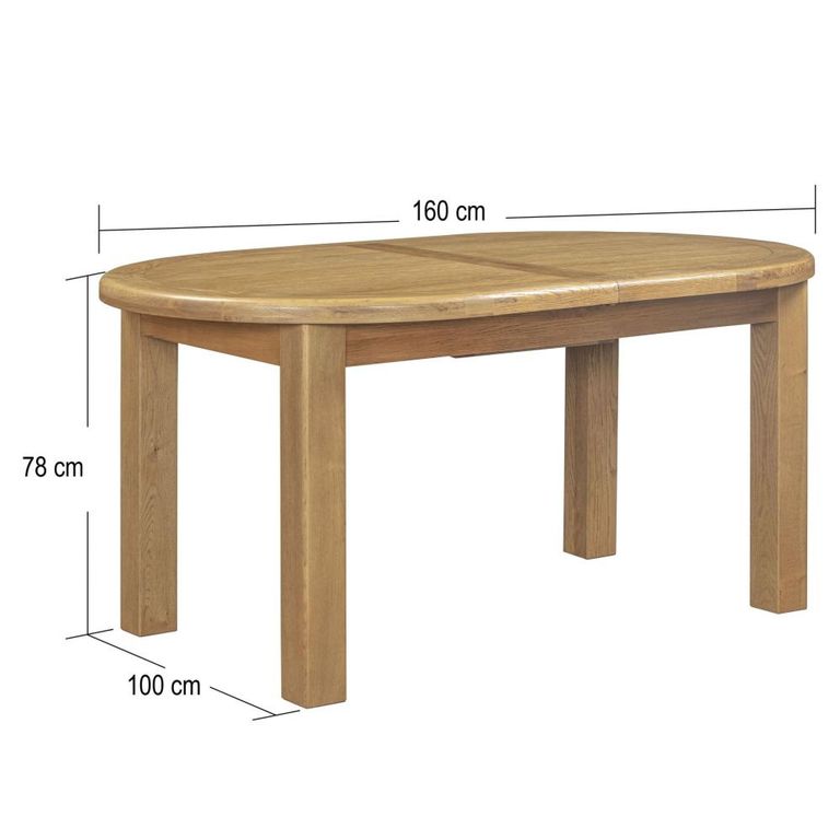 Dorchester Extending Dining Table - 160cm-200cm - 6-8 Seater - Oval - Rustic Oak