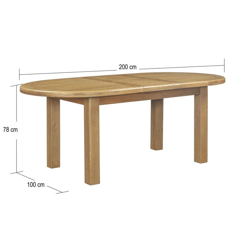 Dorchester Extending Dining Table - 160cm-200cm - 6-8 Seater - Oval - Rustic Oak