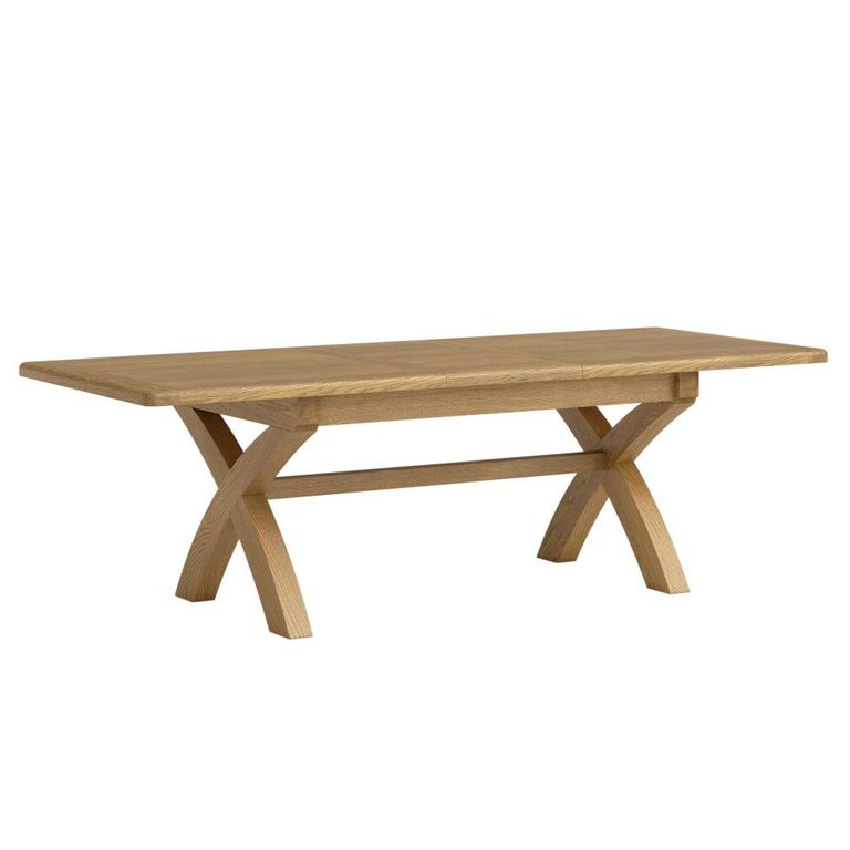 Dorchester Extending Dining Table - 200cm-250cm - 6-10 Seater - Cross Legs - Rustic Oak