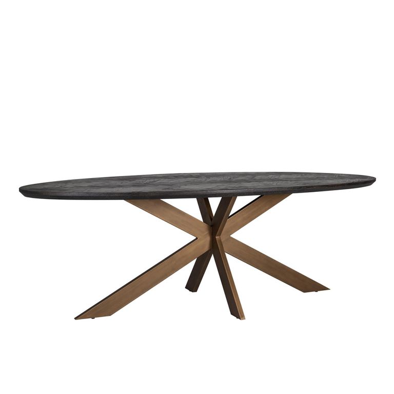 Blackbone Black and Brass 12 Seater Oval Dining Table with Spider Legs