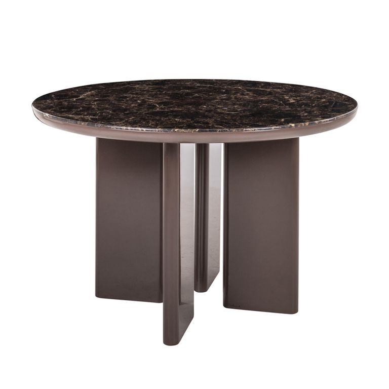 Almundi Dining Table - 120cm - 4 Seater - Round - Pedestal - Chocolate Brown - Ceramic