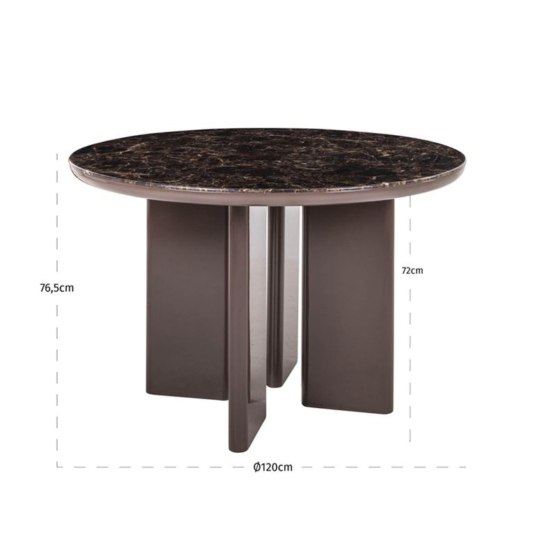 Almundi Dining Table - 120cm - 4 Seater - Round - Pedestal - Chocolate Brown - Ceramic