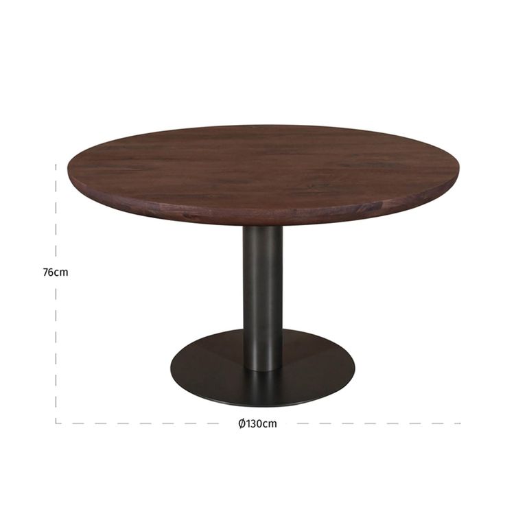 Baldwin Dining Table - 130cm - 4 Seater - Round - Pedestal - Mango Wood