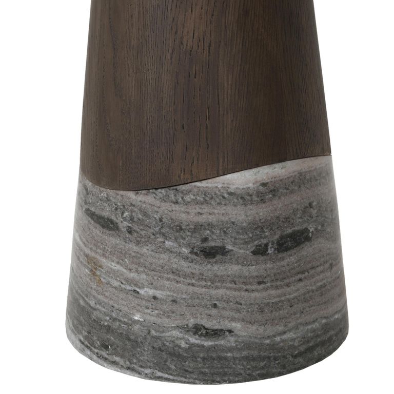 Harper Dining Table - 230cm - 10 Seater - Oval - Double Pedestal - Smoked Charcoal - Oak