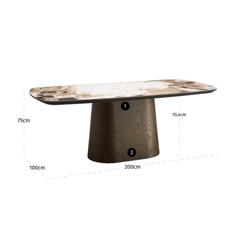 Langford Dining Table - 200cm - 8 Seater - Pedestal - Ceramic
