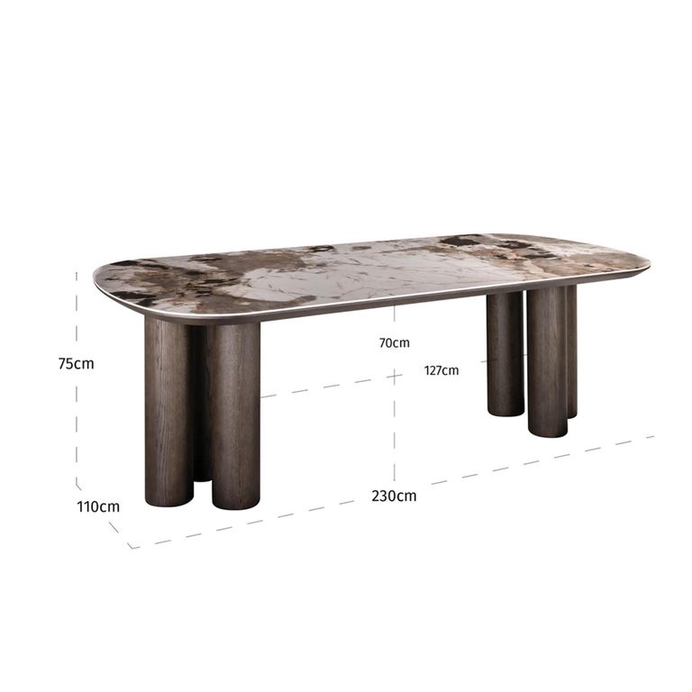 Langford Dining Table - 230cm - 10 Seater - Pedestal - Ceramic