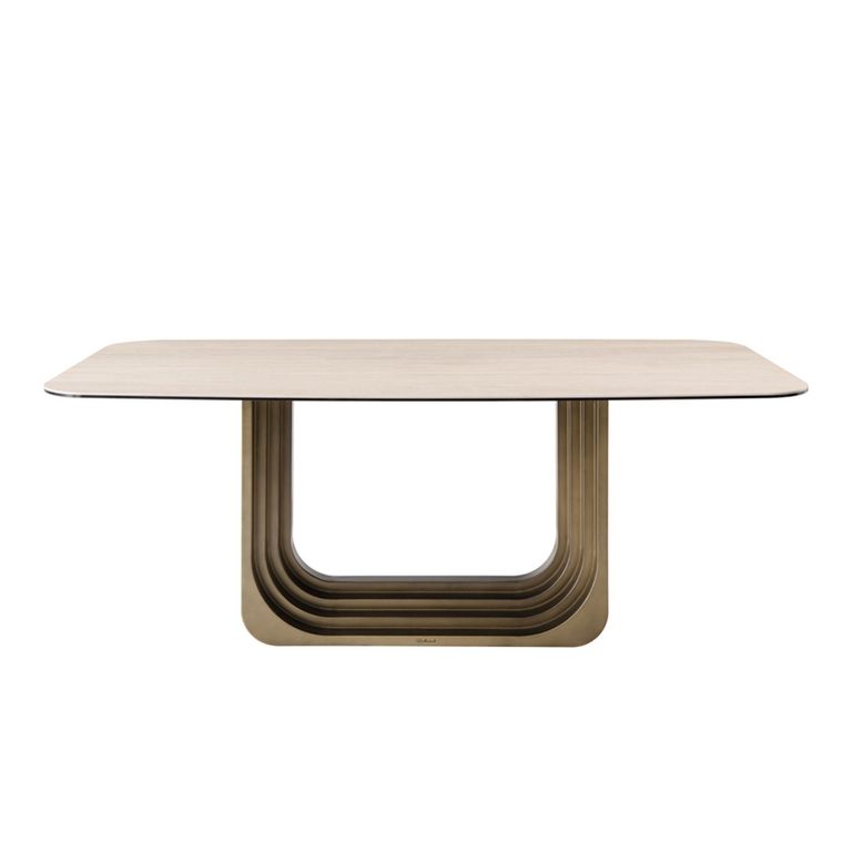 Maxfield Dining Table - 200cm - 8 Seater - Pedestal - Beige - Ceramic