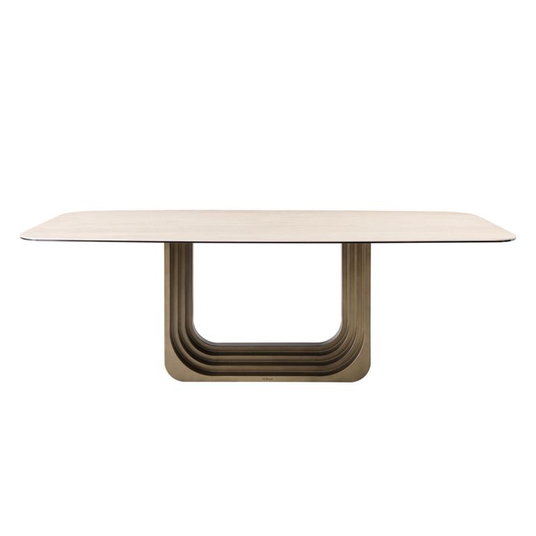 Maxfield Dining Table - 230cm - 10 Seater - Pedestal - Beige - Ceramic