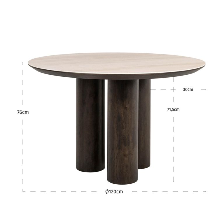 Ritz Dining Table - 120cm - 4 Seater - Round - Pedestal - Ceramic
