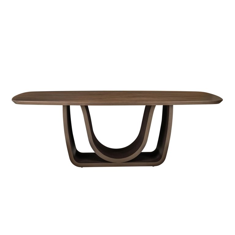 Windsor Dining Table - 230cm - 10 Seater - Pedestal Base - Walnut and Brass - Wood