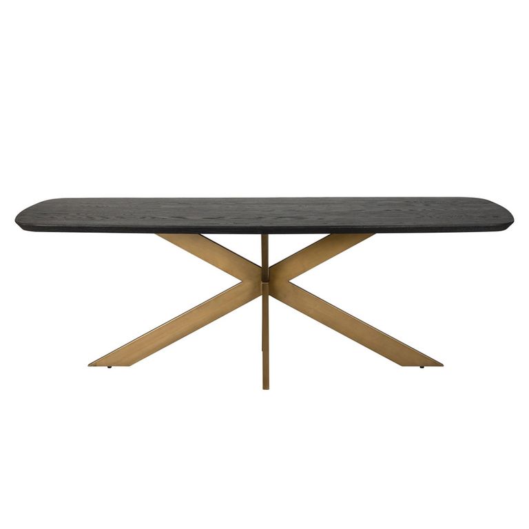 Cambon Dark Oak and Brass 8 Seater Dining Table with Spider Legs