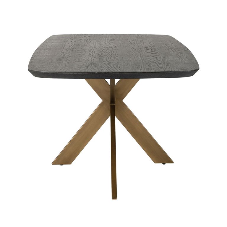 Cambon Dark Oak and Brass 8 Seater Dining Table with Spider Legs