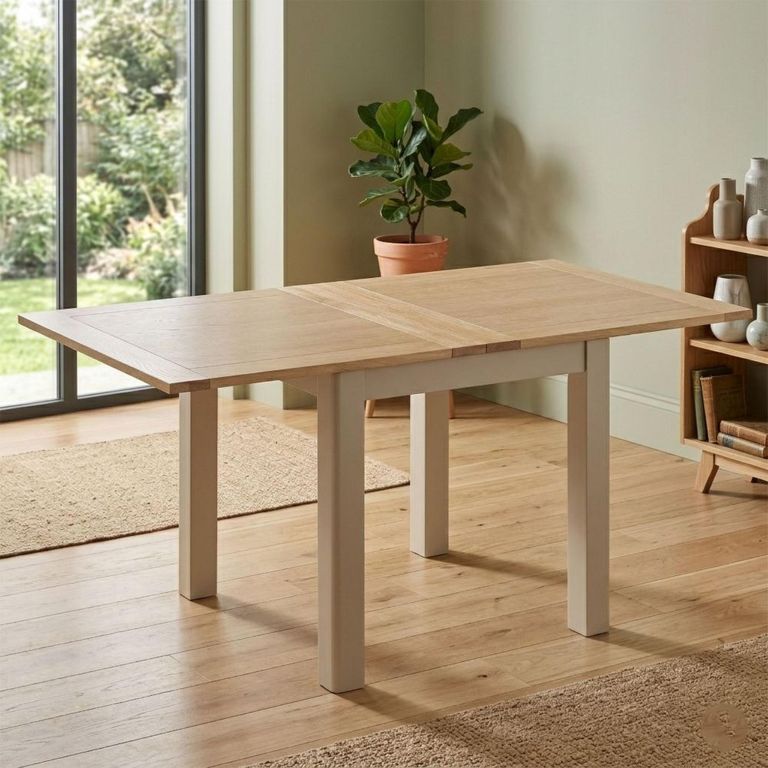 Windermere Painted Flip Top Dining Table - 85cm-170cm - 4-6 Seater - Square - Oyster Grey