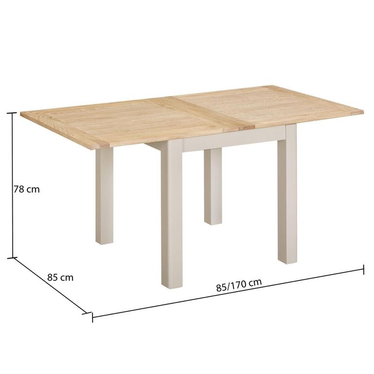 Windermere Painted Flip Top Dining Table - 85cm-170cm - 4-6 Seater - Square - Oyster Grey