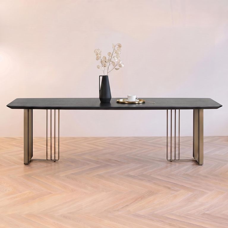 Alexander Jones Dining Table - 220cm - 10 Seater - Double Pedestal - Charcoal and Brass