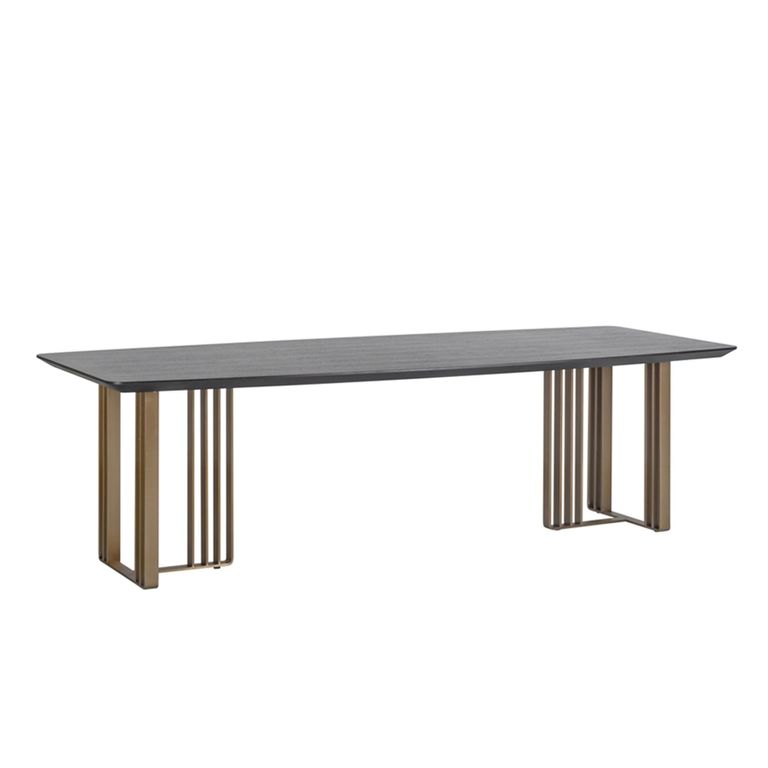 Alexander Jones Dining Table - 220cm - 10 Seater - Double Pedestal - Charcoal and Brass