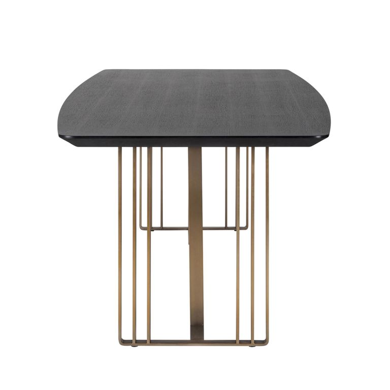 Alexander Jones Dining Table - 220cm - 10 Seater - Double Pedestal - Charcoal and Brass