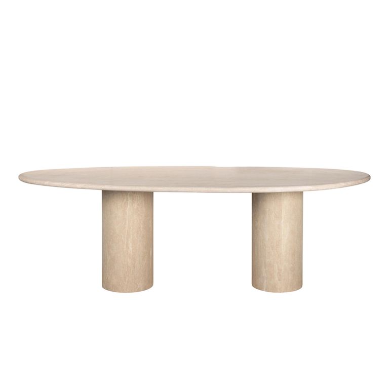 Renaissance Dining Table - 240cm - 10 Seater - Pedestal - Beige - Travertine