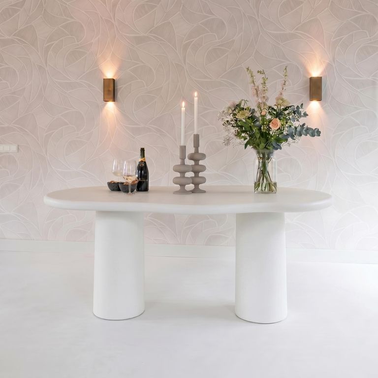 Bloomstone Dining Table - 230cm - 10 Seater - Double Pedestal - White